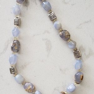 Necklace natural stone and silver